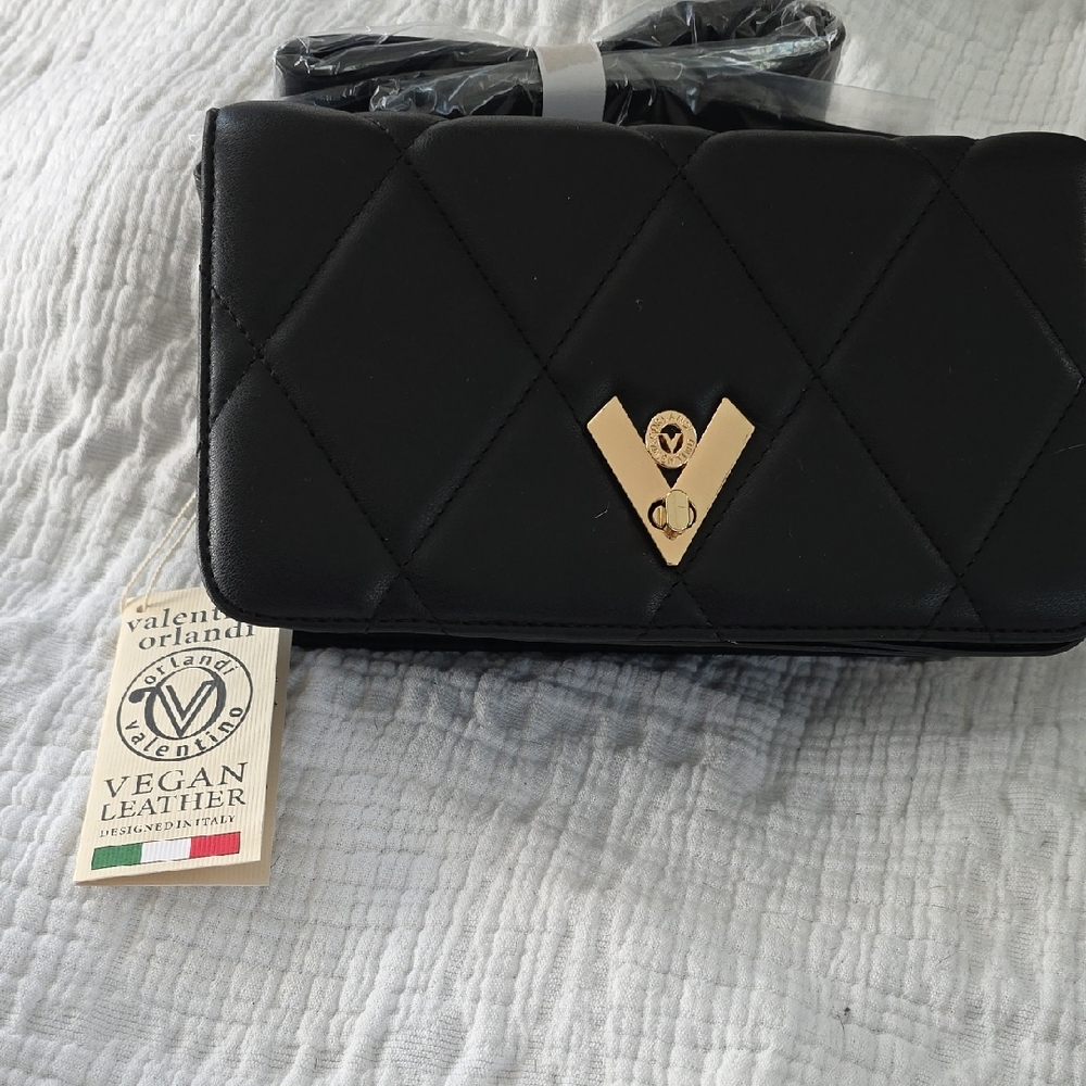 Valentino Orlandi Black Quilted Clutch